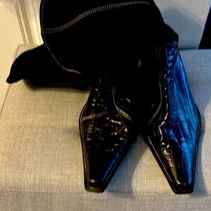 Women’s black suede boots, size 8.